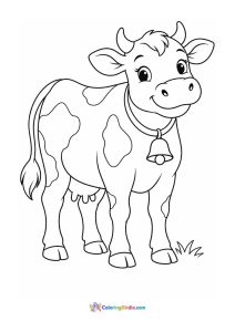Cow with a bell animal coloring page
