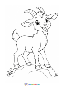 Goat standing on a rock animal coloring page