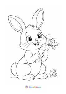 Rabbit with carrot animal coloring page