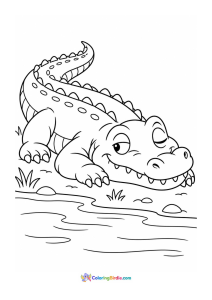 Crocodile resting by water animal coloring page