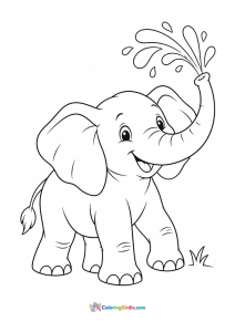Elephant spraying water animal coloring page