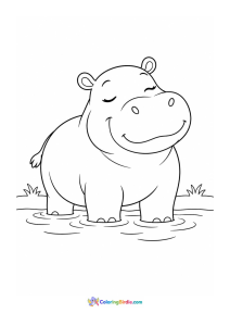 Hippopotamus in water animal coloring page