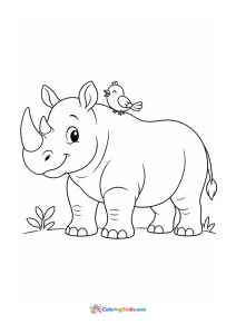 Rhino standing animal coloring page