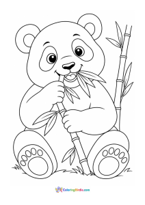 Panda eating bamboo animal coloring page