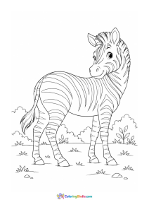 Zebra standing animal coloring page