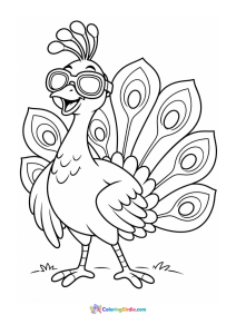 Peacock wearing sunglasses coloring page