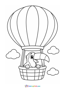 Toucan in a hot air balloon coloring page