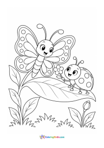 Butterfly and ladybug friends coloring page