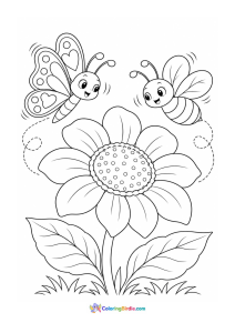 Butterfly and the bee coloring page