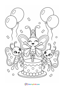Butterfly birthday party coloring page