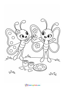 Butterfly painting another butterfly coloring page