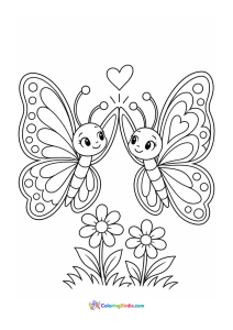 Two butterfly friends coloring page