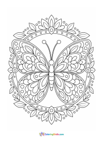 Butterfly mandala art coloring page