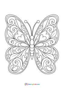 Butterfly with fancy swirls coloring page
