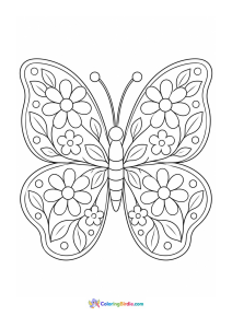 Butterfly with flower patterns coloring page