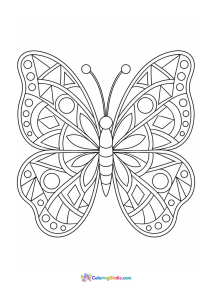 Butterfly with geometric wings coloring page