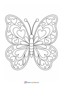 Heart wing butterfly coloring page