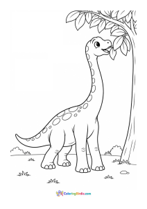 Brachiosaurus reaching for leaves dinosaur coloring page