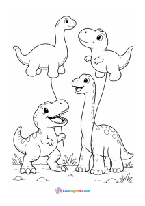 Two cute dinosaurs with dinosaur balloons coloring page