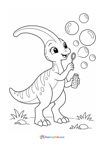 Parasaurolophus blowing bubbles dinosaur coloring page