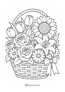 Flower basket coloring page