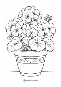 Geraniums in a pot coloring page