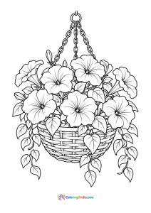 Hanging basket of petunias coloring page