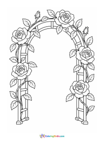 Roses on a garden arch coloring page