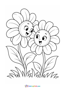 Two flowers sharing a secret coloring page