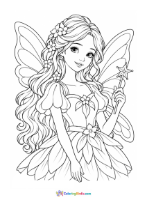 Beautiful fairy portrait coloring page