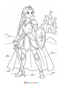 Brave warrior princess coloring page