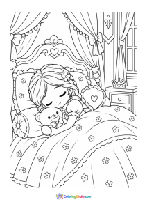 Chibi princess sleeping coloring page