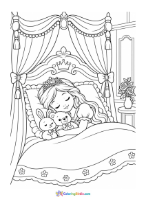 Little princess sleeping coloring page