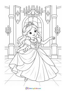 Princess dancing in ballroom coloring page