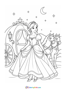 Cinderella going to the ball coloring page