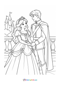 Prince and princess together coloring page