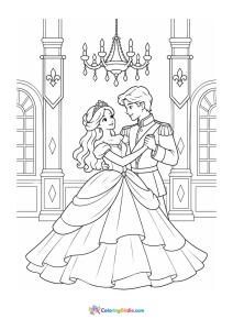 Princess dancing with her prince coloring page