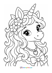 Cute unicorn coloring page