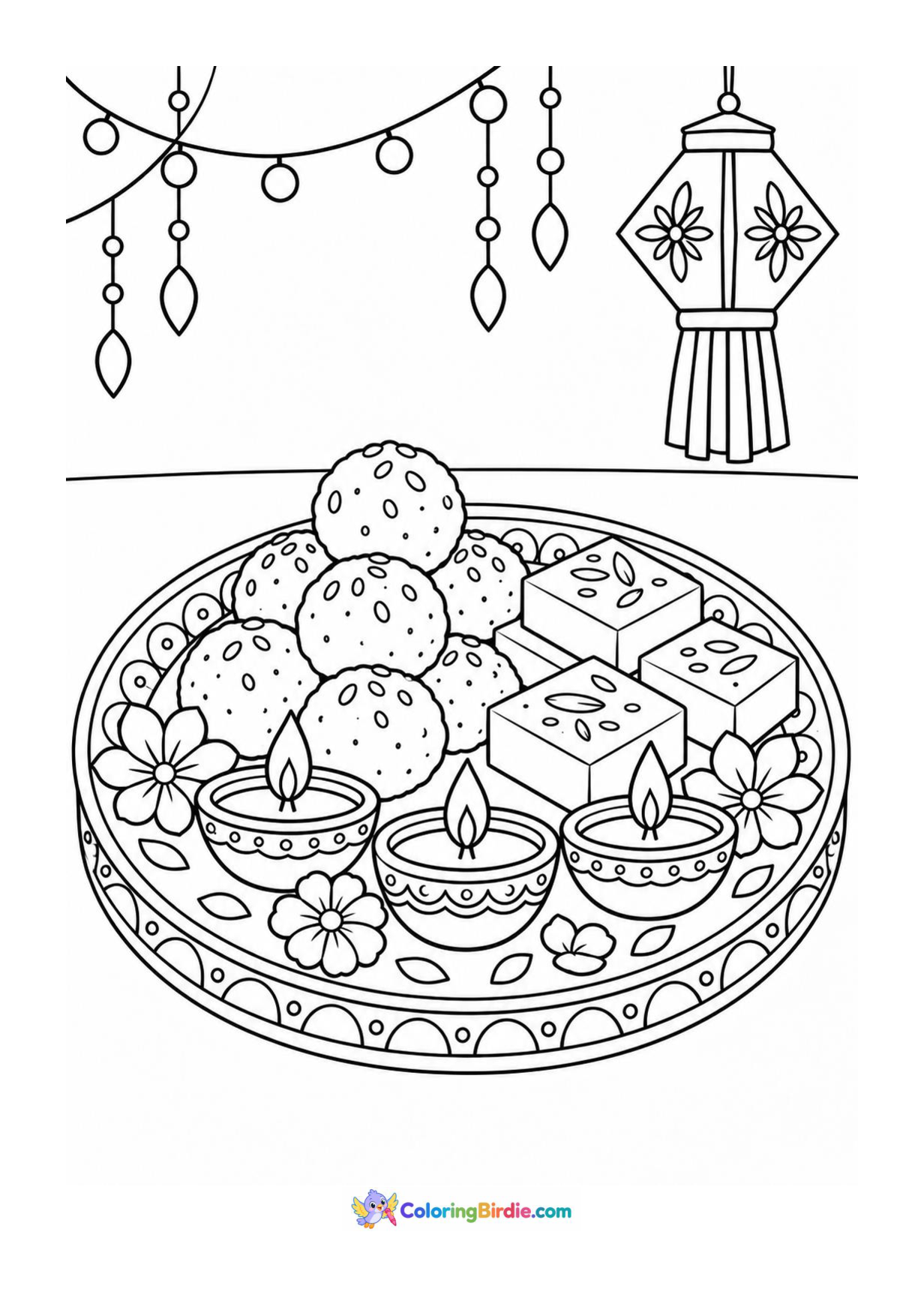 Colporing Pags Free Printable Diwali Coloring Pages For Kids - ColoringBirdie