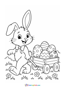 Bunny delivering easter eggs coloring page