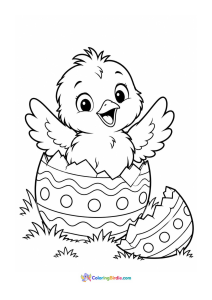 Chick hatching from egg coloring page