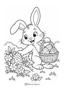 Bunny hiding easter eggs coloring page