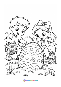 Children found giant easter egg coloring page