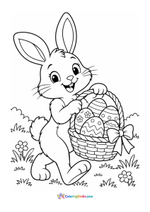 Easter bunny with egg basket coloring page