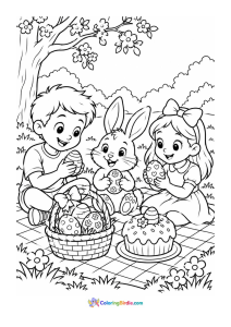 Easter picnic coloring page