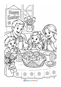 Hot cross buns on easter with family coloring page