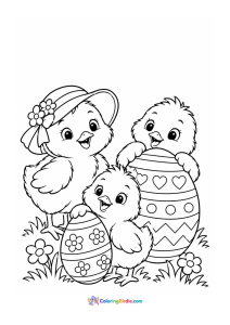 Three easter chicks coloring page