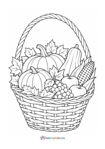 Harvest basket thanksgiving coloring page