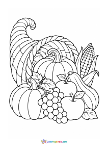 Thanksgiving cornucopia coloring page