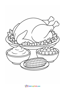 Thanksgiving feast platter coloring page